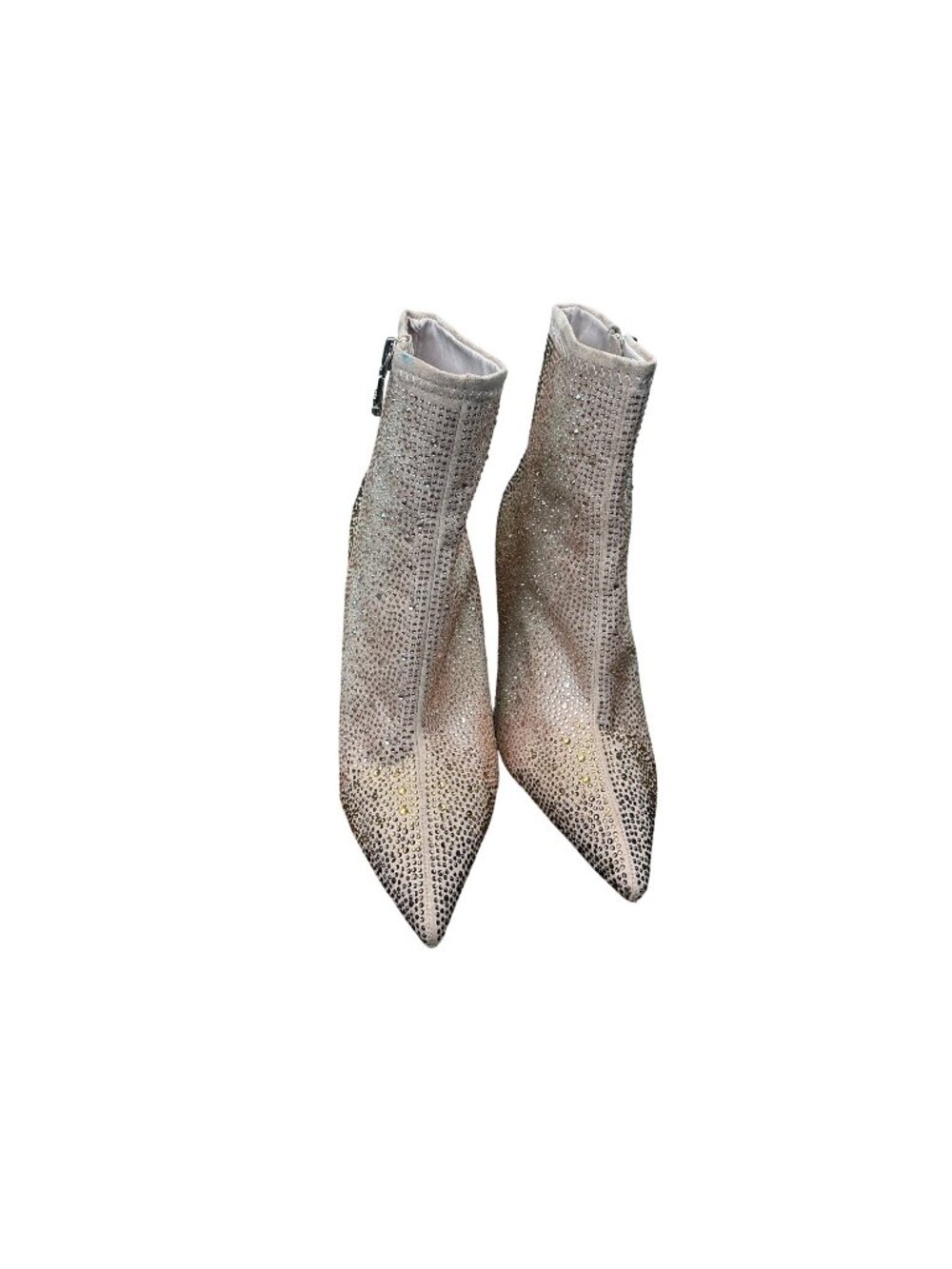 Carvela Rhinestone Pointed Toe Ankle Boots Nude Sparkle Stiletto Size 38.5